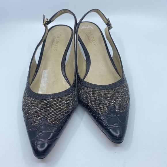 Talbots Tweed Slingback Kitten Heels | Size 10 | Classic Pointed Toe Pumps - Picture 3 of 9